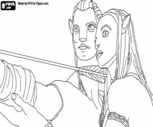 Free jakes navi avatar and neytiri ready to launch an arrow coloring and printable page super coloring pages coloring pages avatar