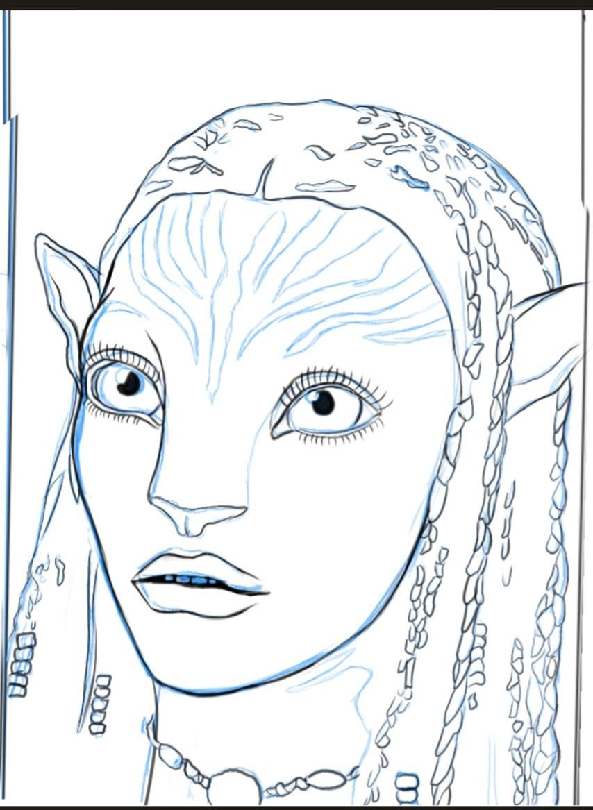 Line work of my neytiri digital painting im working ravatar