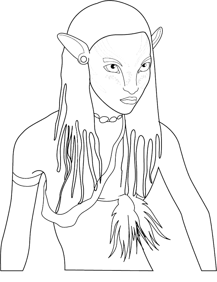 Neytiri in avatar the way of water sheets coloring page