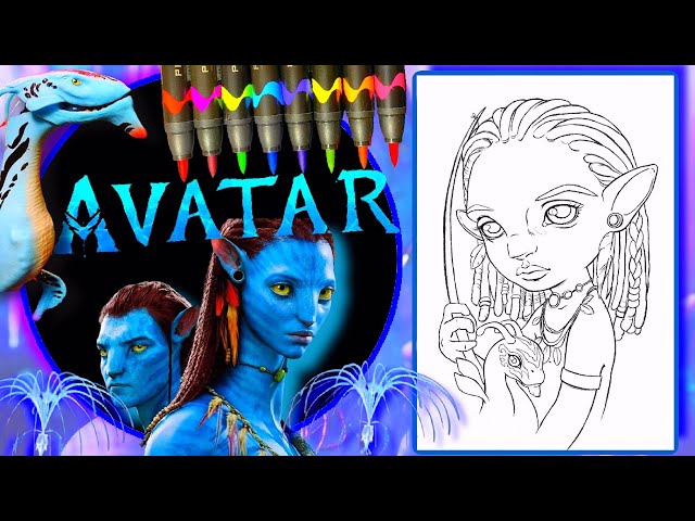 Coloring a young neytiri disney avatar coloring pages ð