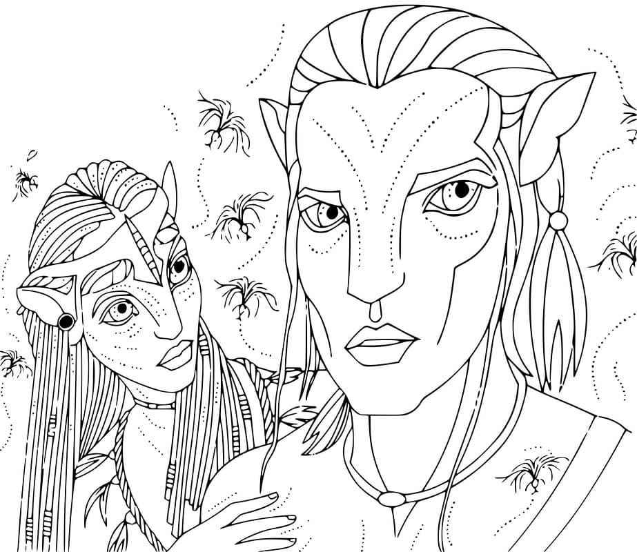 Coloriage neytiri et jake sully de avatar