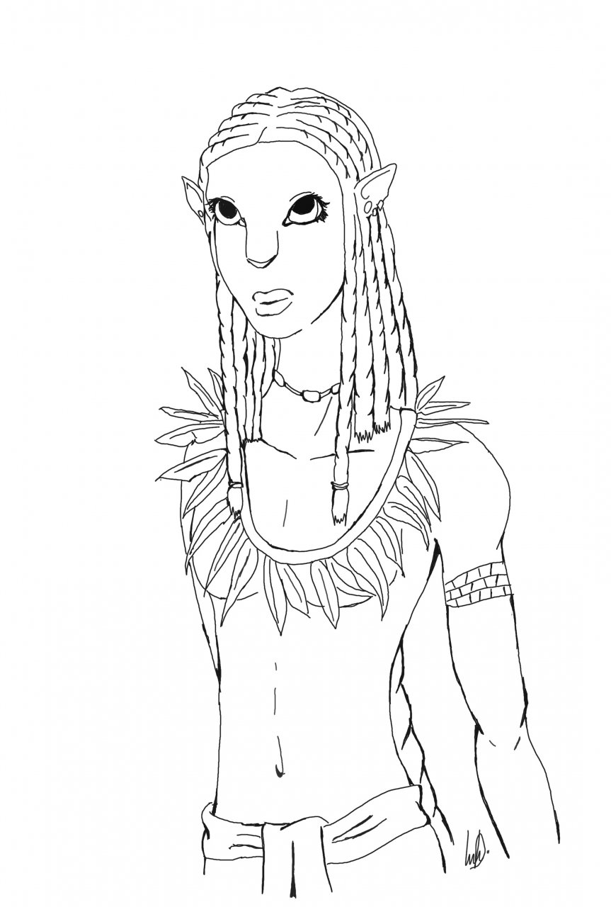Avatar navi female lineart by werewolfess