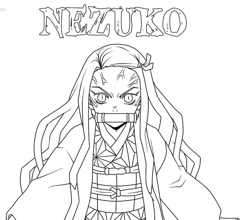 Very angry nezuko kamado coloring page
