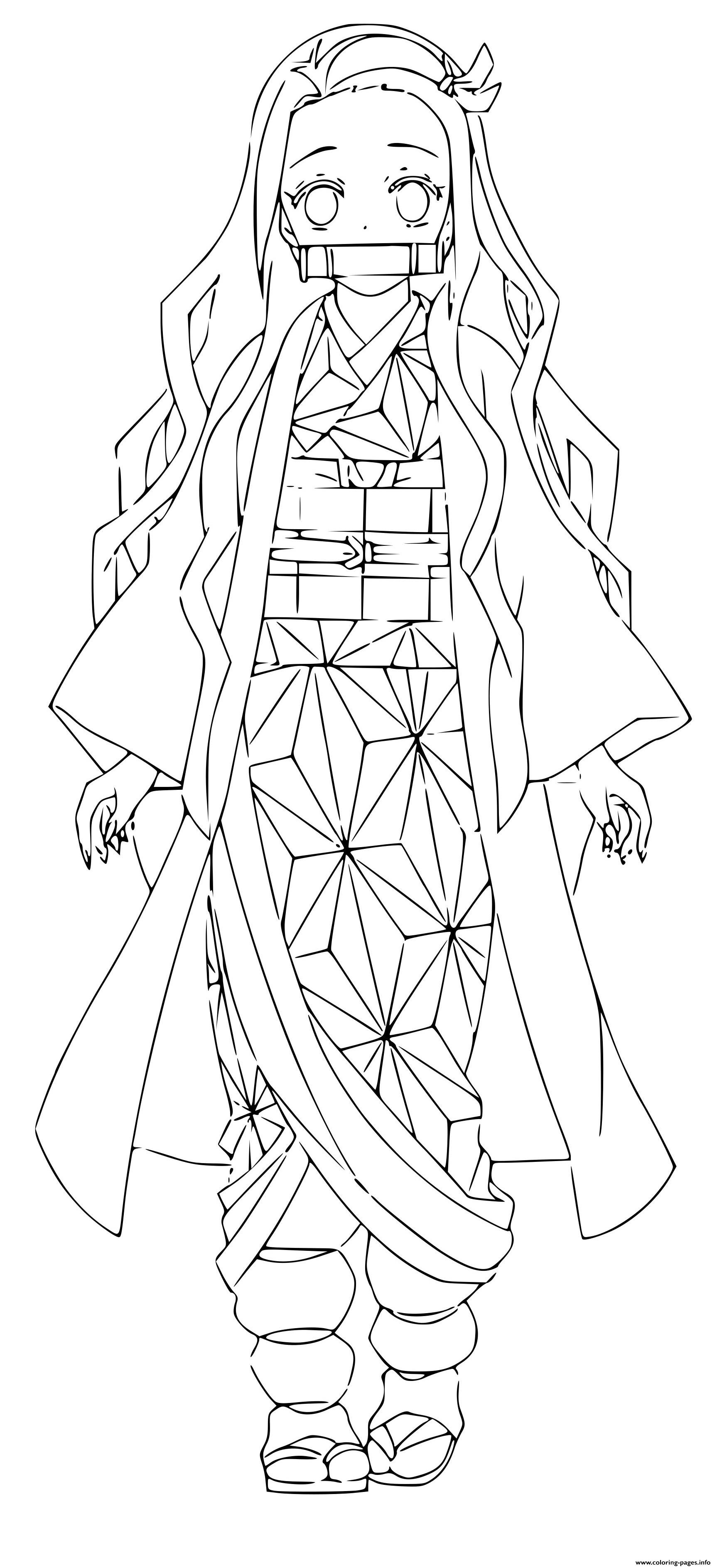 Full length nezuko demon slayer coloring page printable