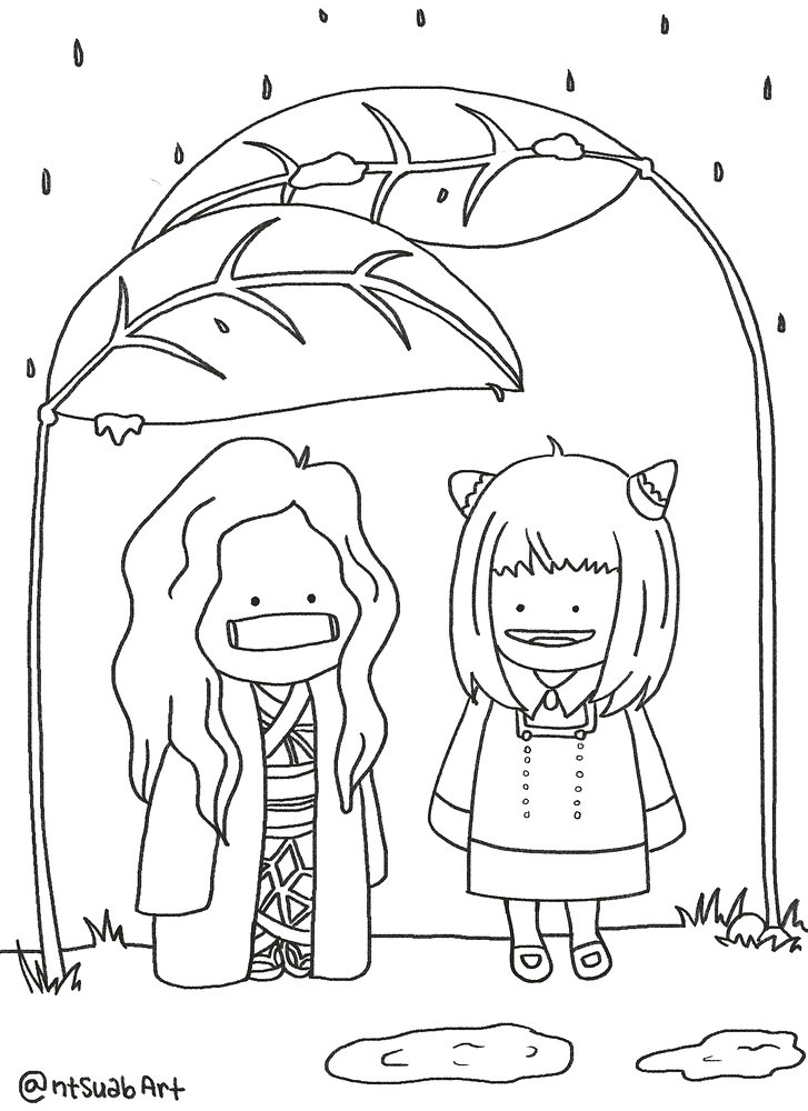 Nezuko and anya printable coloring page