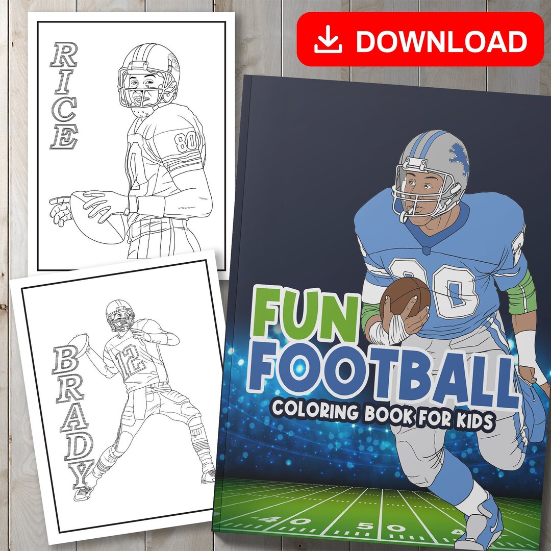 Best value fun football coloring book for kids instant download football sports w all stars legends teams nfl sports coloring pages