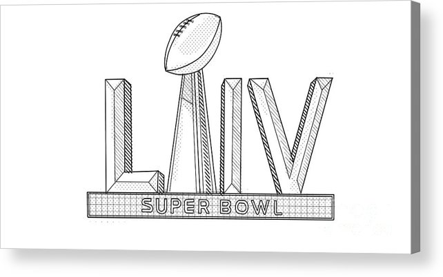 Nfl super bowl lv or super bowl logo line art illustration black and white acrylic print by aloysius patrimonio