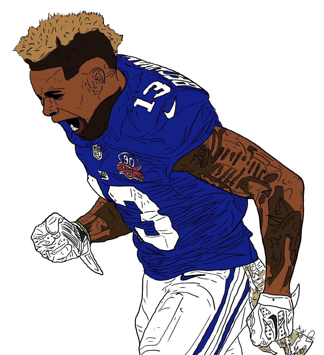 Acrillustration on x inks and flat colors on my odell beckham jr piece shading to e soon art illustration drawing draw picture artist digitalart newyork giants odellbeckhamjr nfl acrillustration acrart httpstcolnyggxbjr
