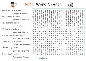 Printable football word search