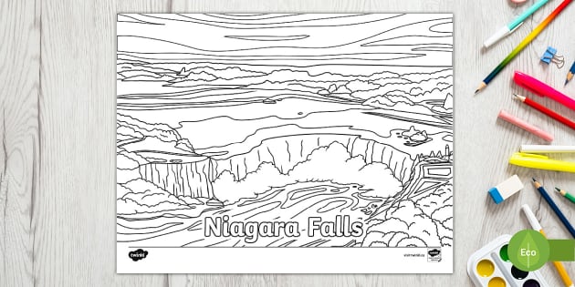 Niagara falls canadian colouring page teacher made