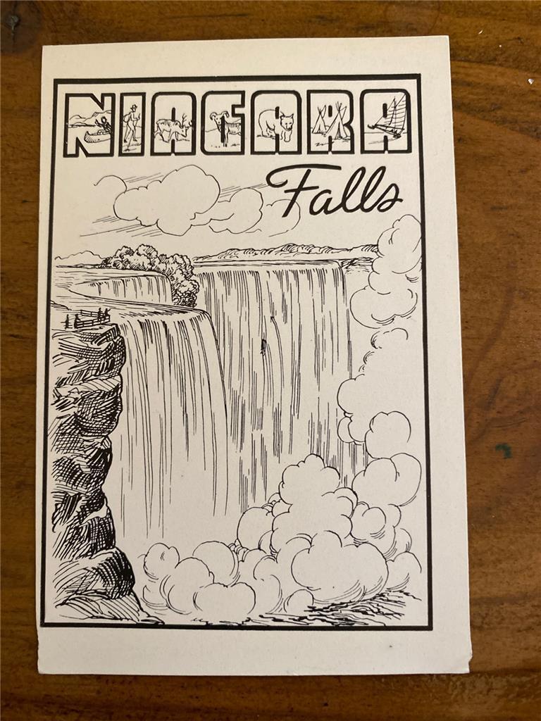 Vintage niagara falls new york artist sketch state souvenir travel decal proof