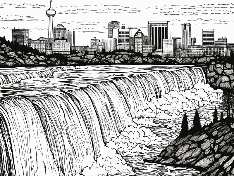 Niagara falls black white stock illustrations â niagara falls black white stock illustrations vectors clipart