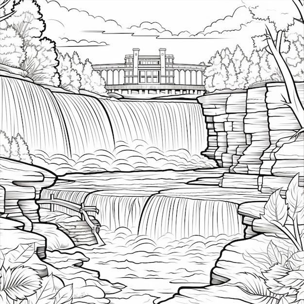 Page coloring waterfall images