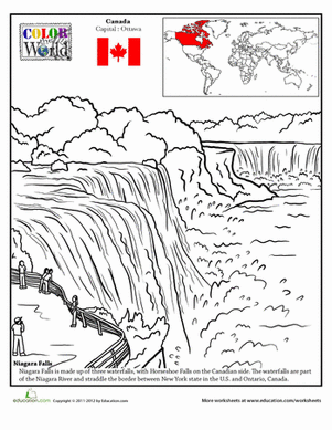 Color the world niagara falls worksheet education niagara falls fall worksheets niagara