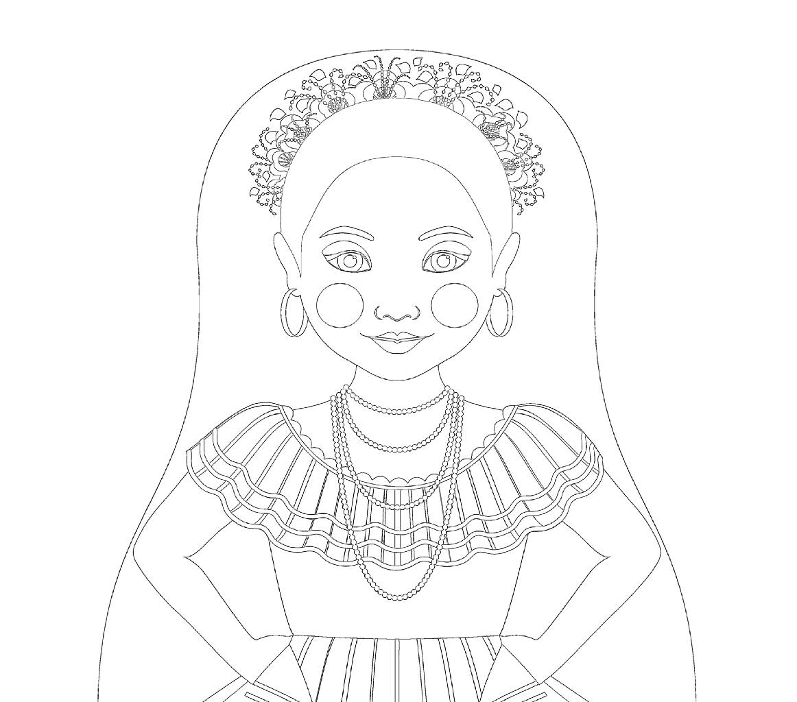 Nicaraguan coloring sheet printable file traditional folk dress matryoshka doll