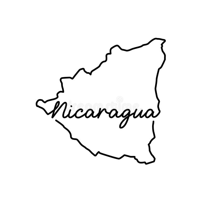 Nicaragua outline map with the handwritten country name continuous line drawing of patriotic home sign stock illustration