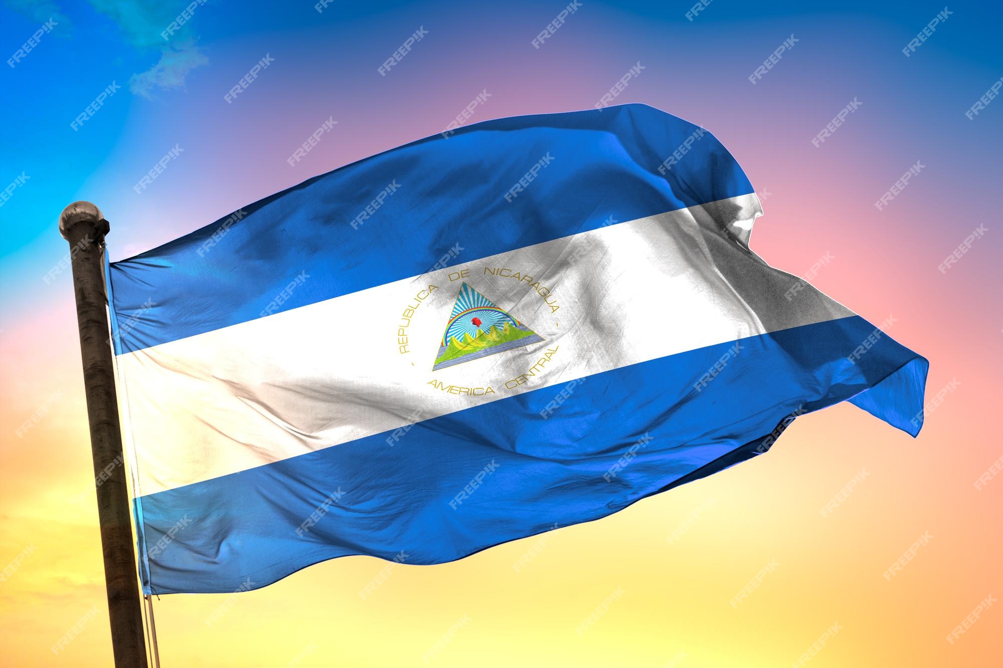 Premium photo nicaragua country flag d flag and color background