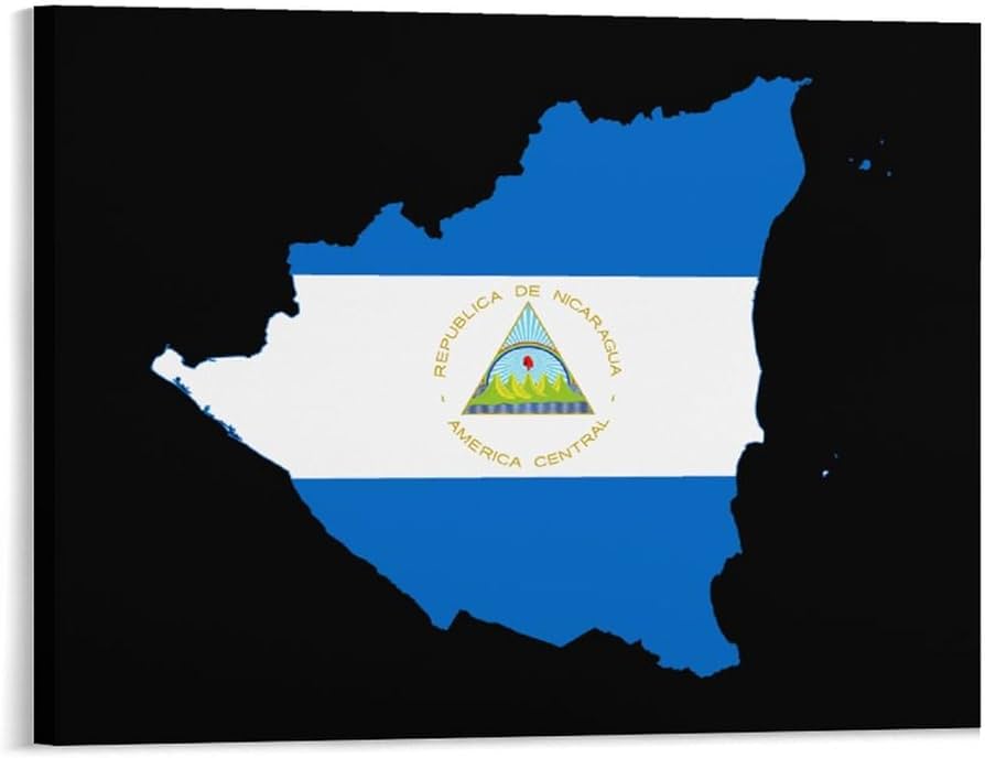Nicaragua flag map canvas wall art painting print picture hanging posters artwork for living room bedroom office decor home kitchen