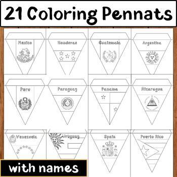 Spanish speaking countries flags hispanic heritage month flag coloring pages