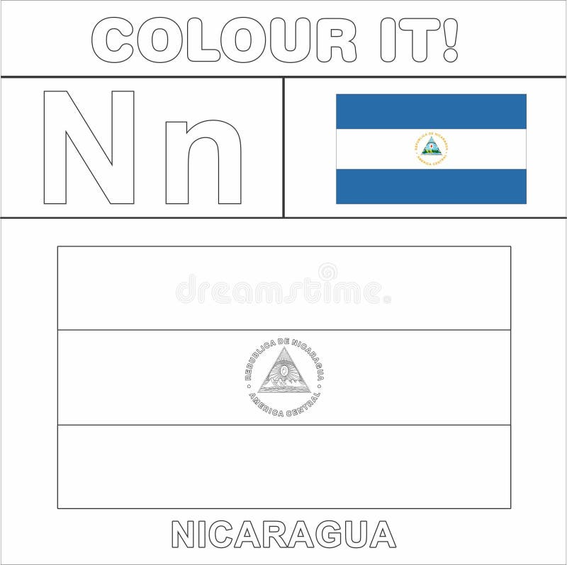 Colour it kids colouring page country starting from english letter m mexico how to color flag stock illustration