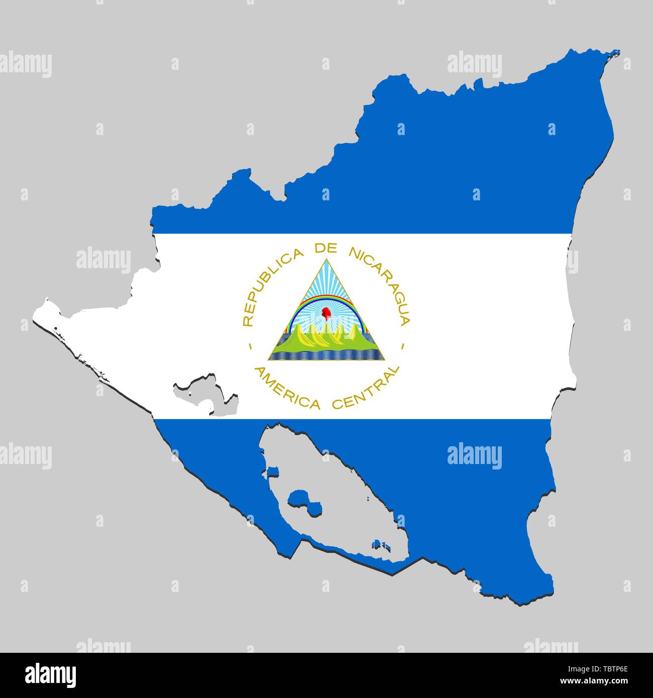 Map of nicaragua with national flag vector illustration stock vector image art