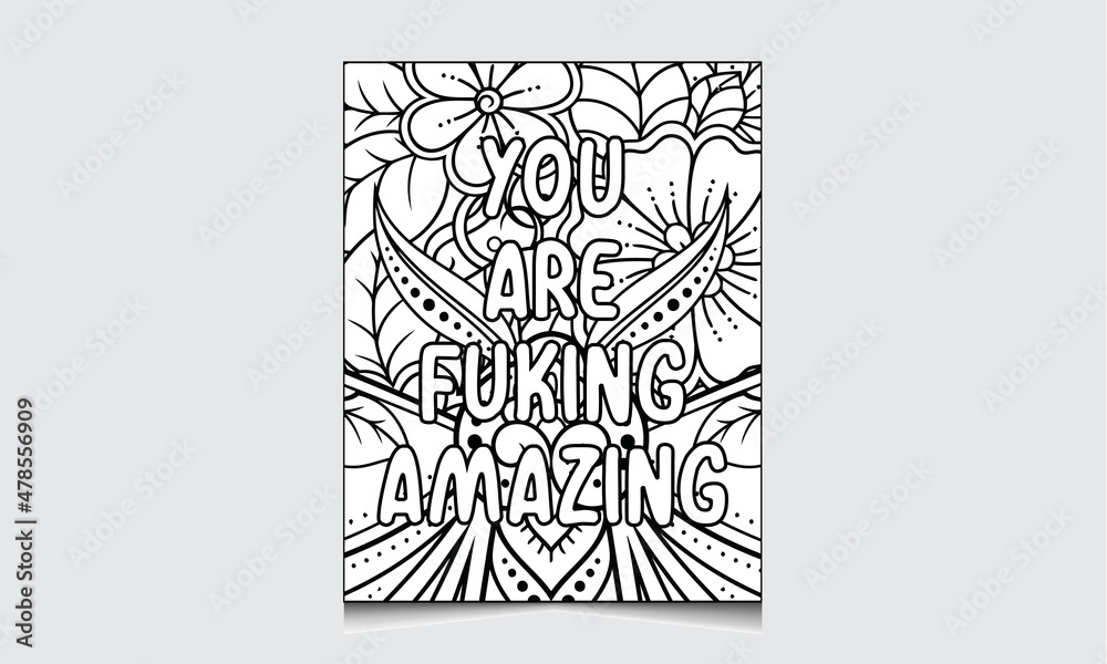 Swear word coloring page interior for adult man and woman curse word coloring book interior vector