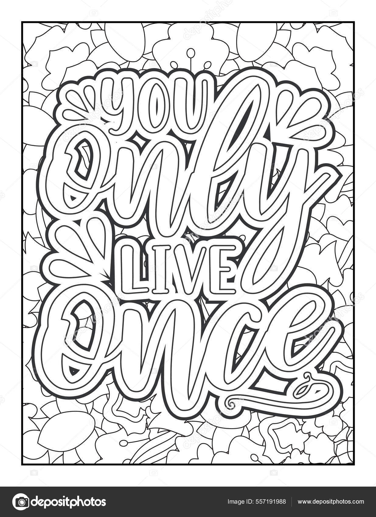 Motivational quotes coloring page inspirational quotes coloring page affirmative quotes stock vector by mirajeee