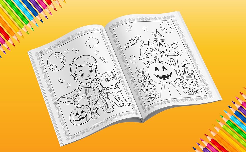 Halloween coloring book for kids halloween themed illustrations with very cute and easy to color funny pumpkins ghosts cats bats haunted houses and many more halloween gift for kids color cafe