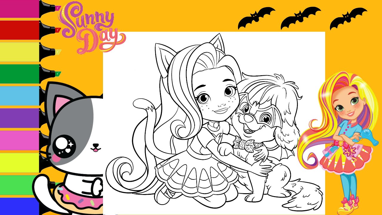 Coloring halloween sunny day and puppy doodle coloring book page sprinkled donuts jr