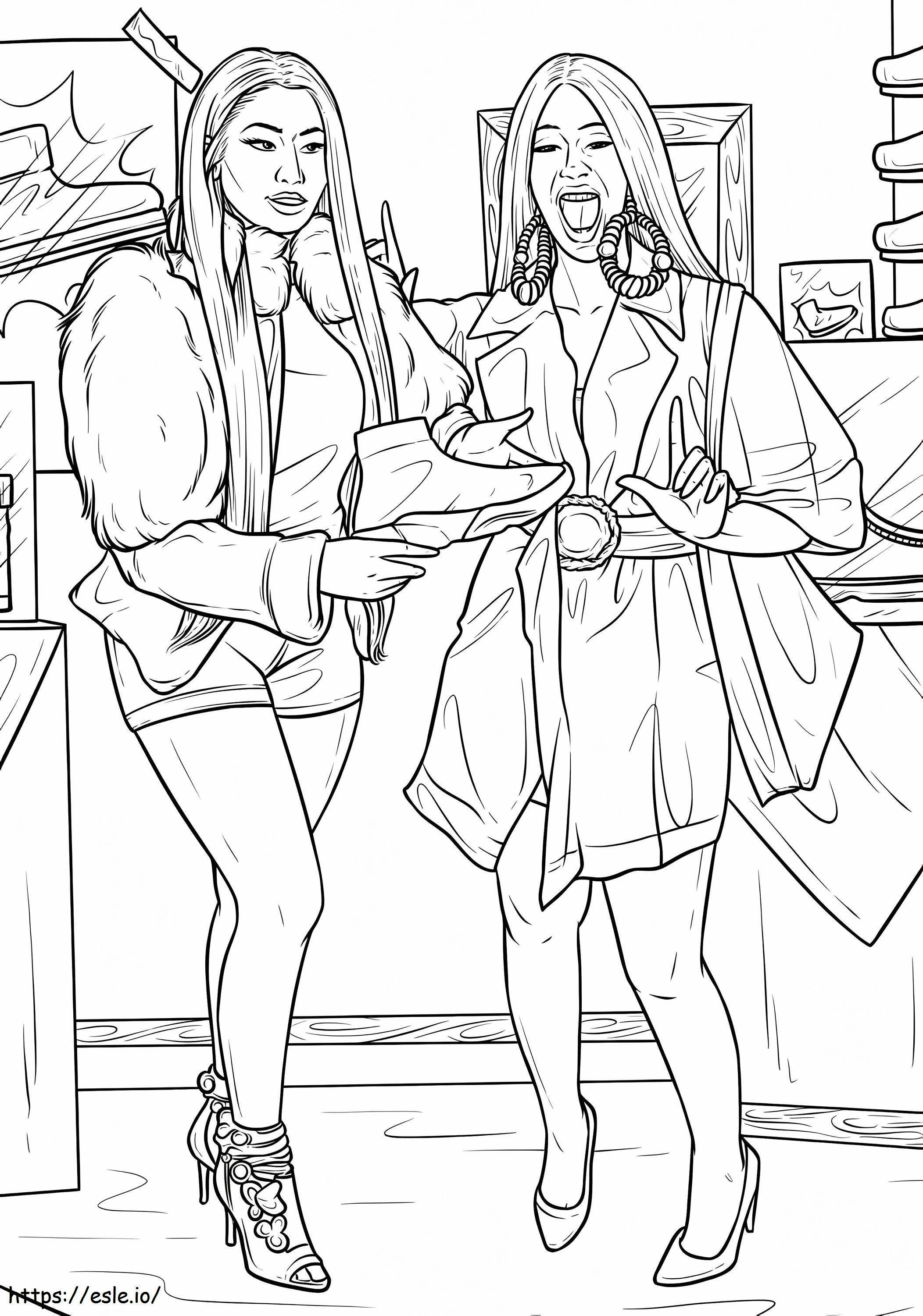 Cardi b and nicki minaj coloring page