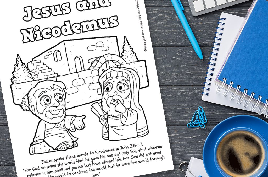 Nicodemus and jesus coloring sheet â