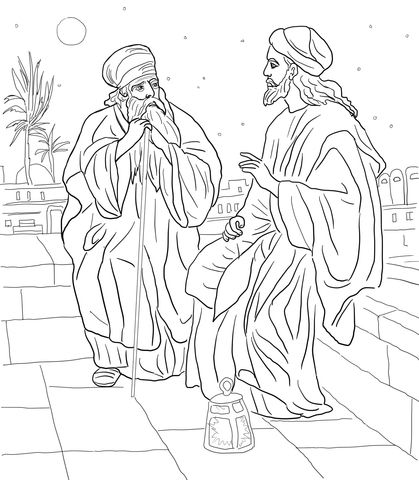 Jesus and nicodemus coloring page bible coloring pages sunday school coloring pages bible crafts
