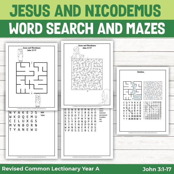 Jesus and nicodemus activity pages