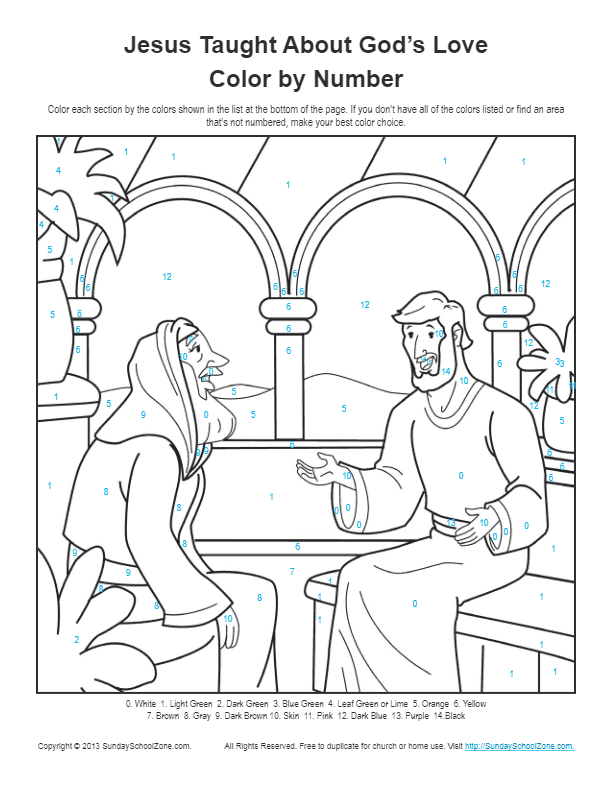 Bible coloring pages for kids jesus taught about gods love