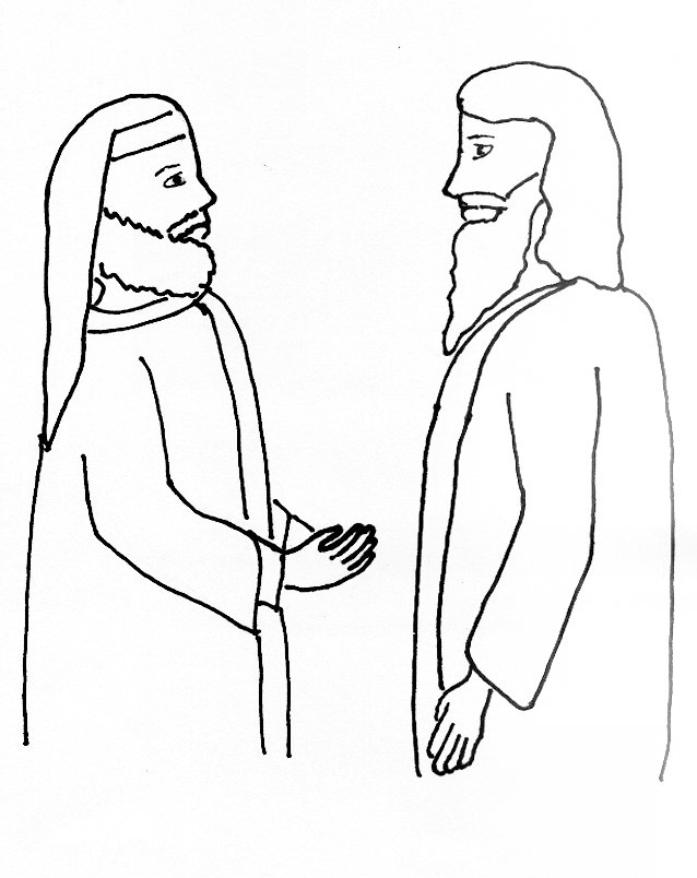 Bible story coloring page for jesus and nicodemus free bible stories for children