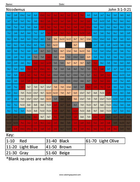 Nicodemus multiplication coloring page