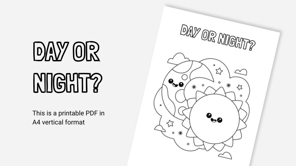 Day or night printable coloring worksheet