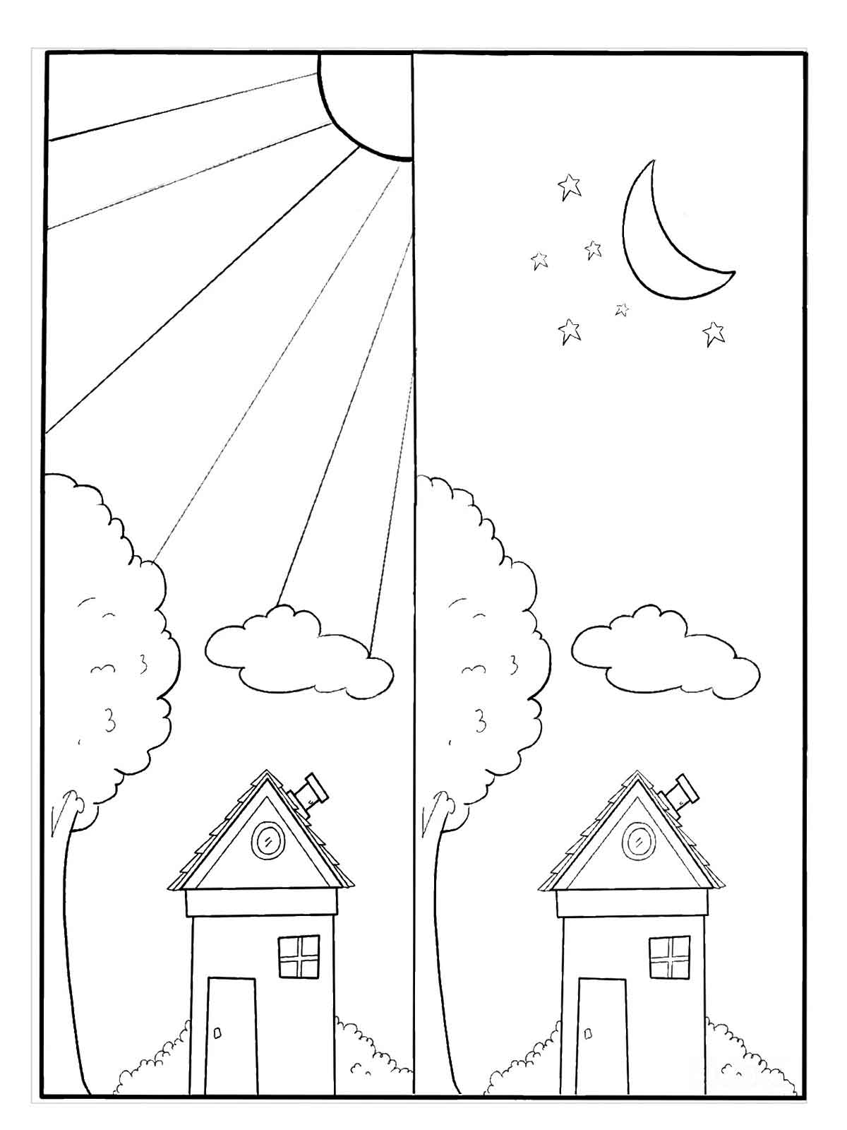 Day and night coloring pages