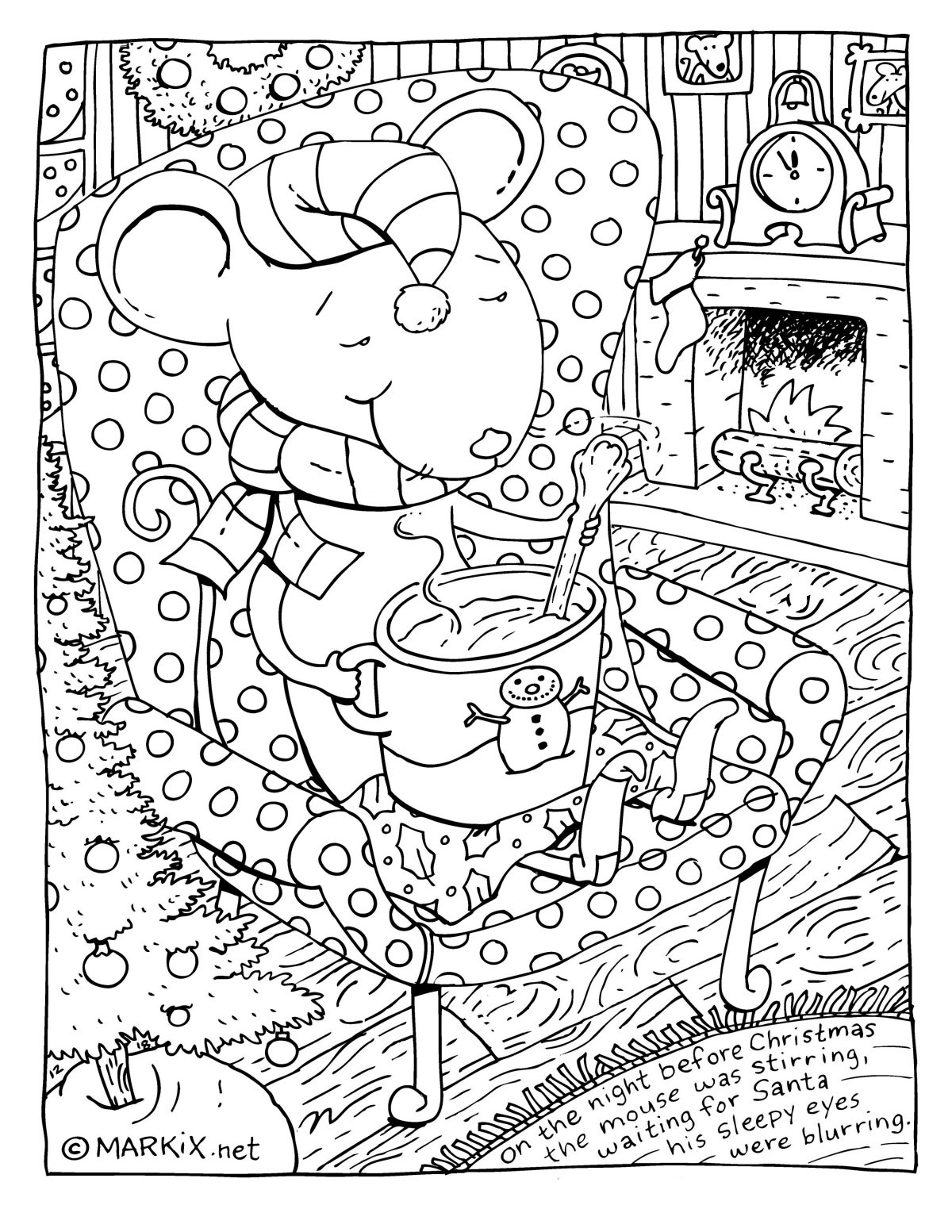 Night before christmas coloring page