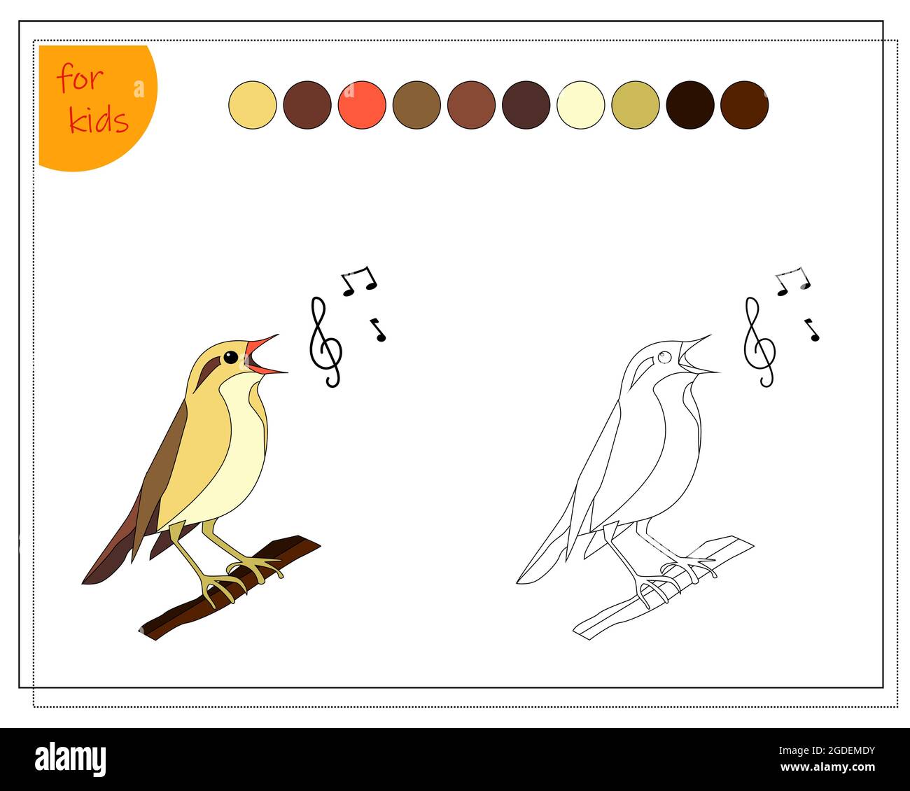 Coloring book for children by colors nightingale bird vector isolated on a white background stock vector image art