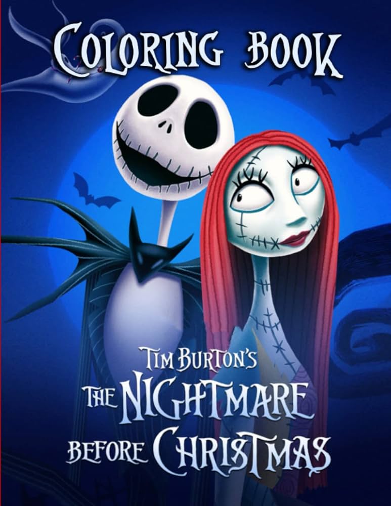 The nãghtmare bìefore chrãstmas coloring book jumbo easy fun large cartoon pictures to color for kids ages