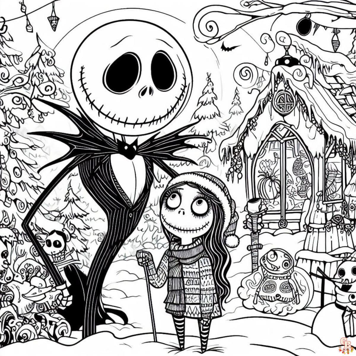 Free printable nightmare before christmas coloring pages