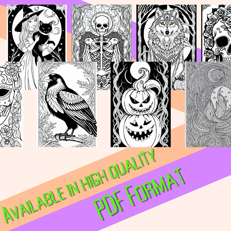 Halloween and autumn themed coloring pages pdf