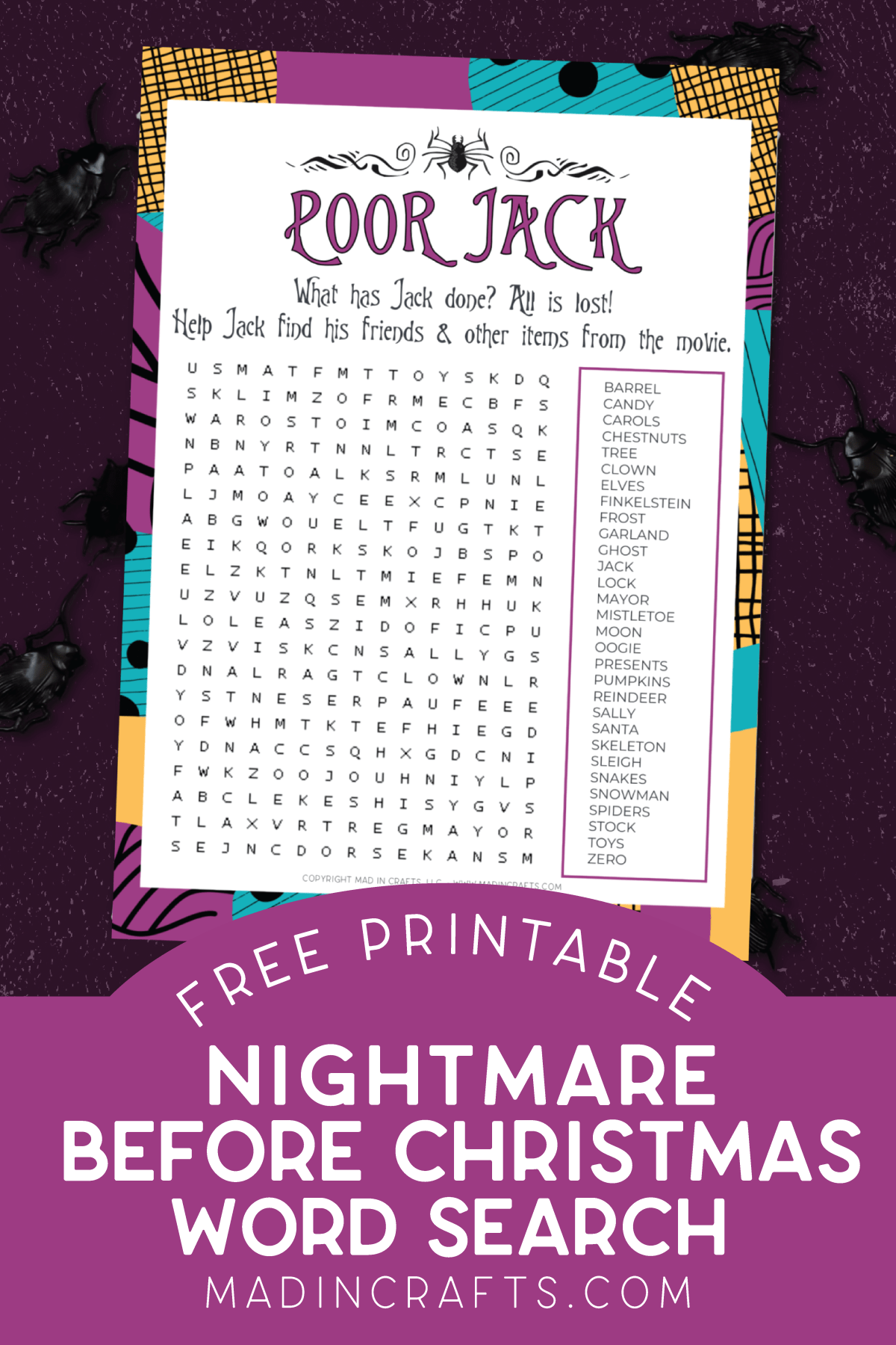 Free nightmare before christmas word search halloween mad in crafts