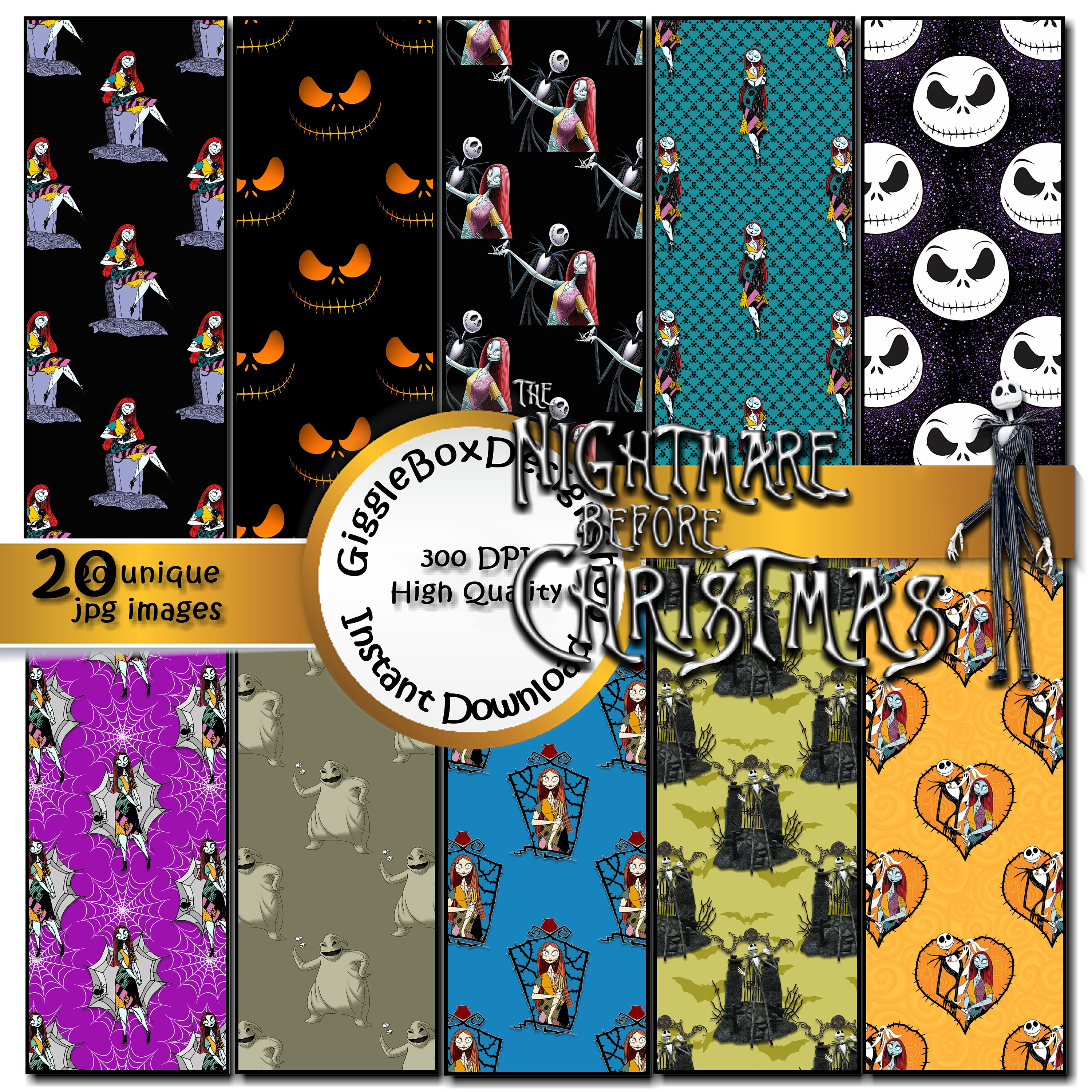The nightmare before christmas seamless party printable stationary digital paper scrapbook paper x paper giggleboxdesignshop instant download