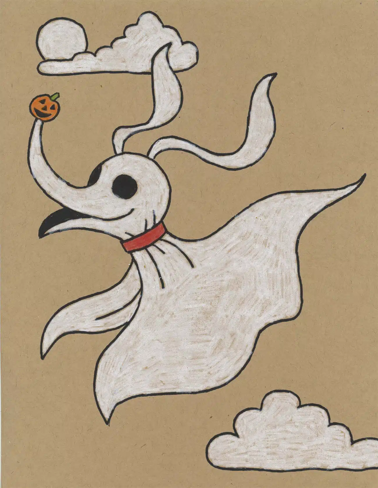 Easy how to draw zero from nightmare before christmas tutorial