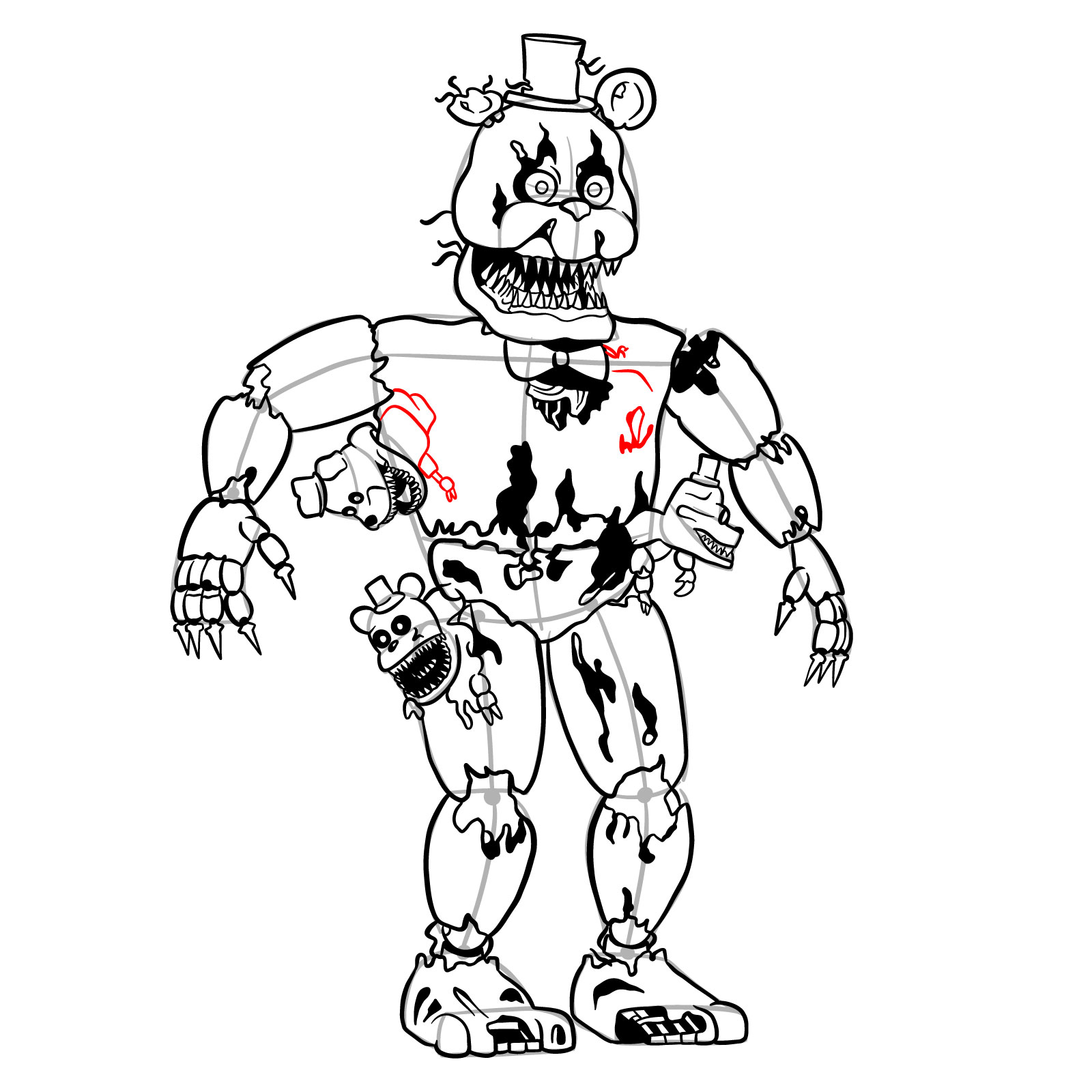 How to draw nightmare freddy