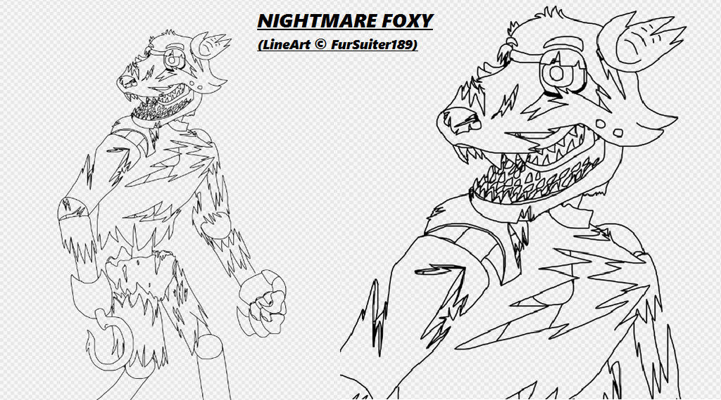 Nightmare foxy lineartno color by fursuiter on