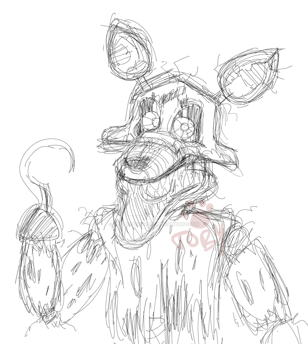 Nightmare foxy sketch by tooblesdoodles on