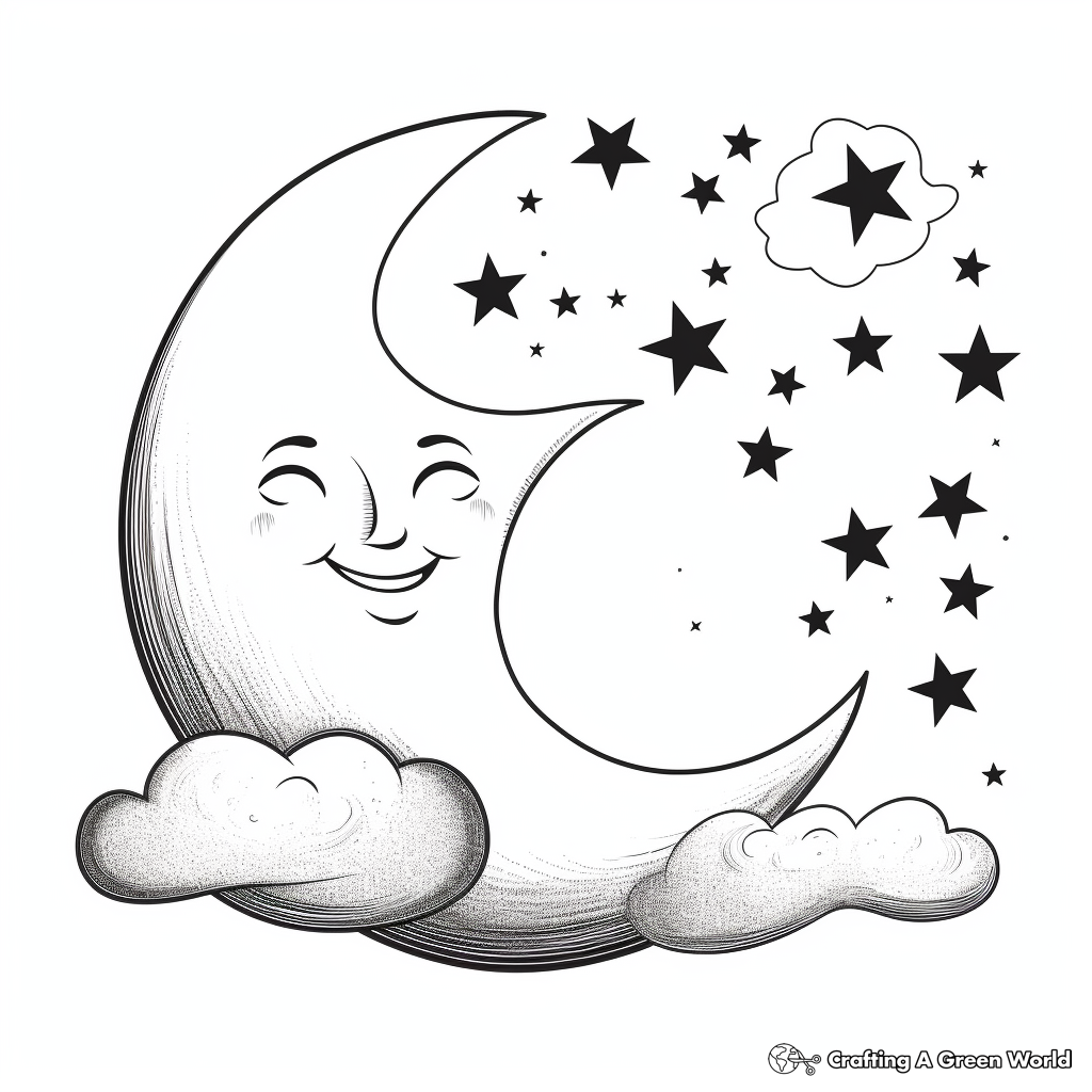Sun moon and stars coloring pages